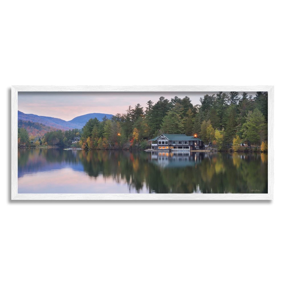 Stupell Industries Outdoor Lake House Landscape Autumn Fir Trees Photography