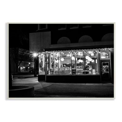 Stupell Industries Urban City Diner Architecture Nighttime Black White Photography