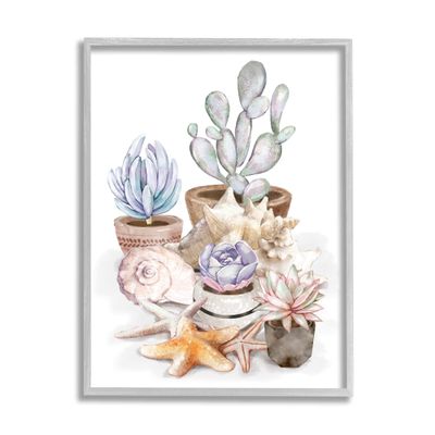 Stupell Industries White Poppies Flower Bouquets Country Jars Soft Blue, Designed by Cindy Jacobs Black Framed Wall Art, 16 x 20