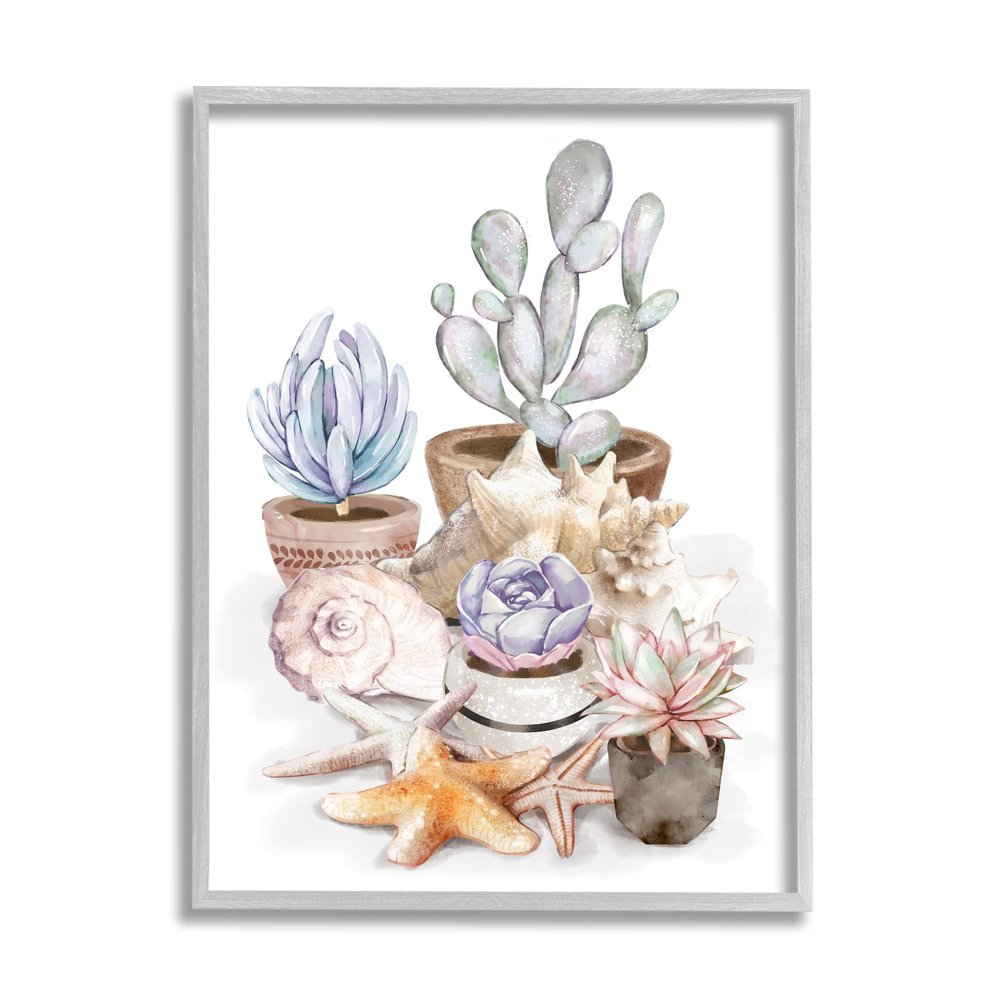 Stupell Industries White Poppies Flower Bouquets Country Jars Soft Blue, Designed by Cindy Jacobs Black Framed Wall Art, 16 x 20