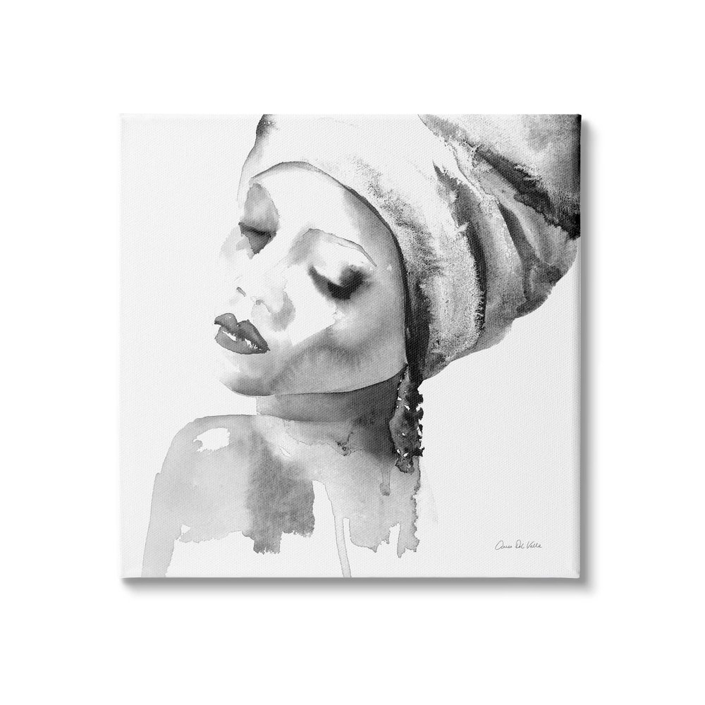 Stupell Industries 'Woman with Headwrap Tranquil Black White'| Canvas Art