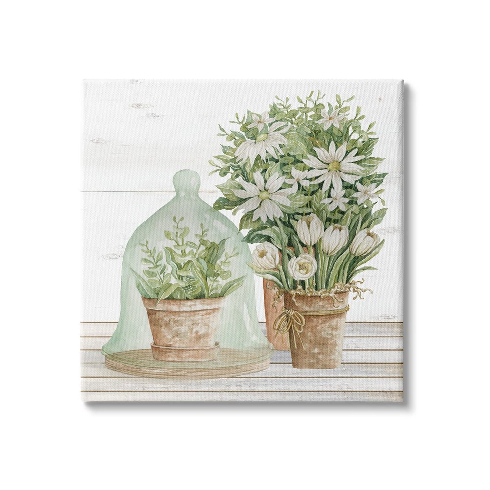Stupell Industries White Flower Arrangements Traditional Tabletop Floral Drawing, Designed by Cindy Jacobs Black Framed Wall Art, 20 x 16