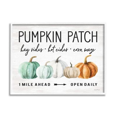 Stupell Industries Pumpkin Patch Farmhouse Sign Autumn Orange Green Gourds