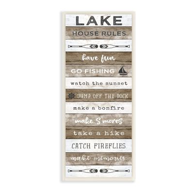 Stupell Industries Lake House Rules List Rustic Pattern Boat Oars