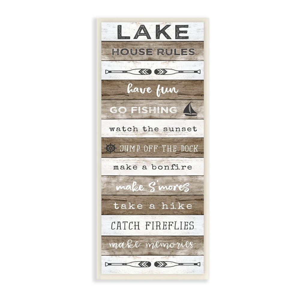 Stupell Industries Lake House Rules List Rustic Pattern Boat Oars