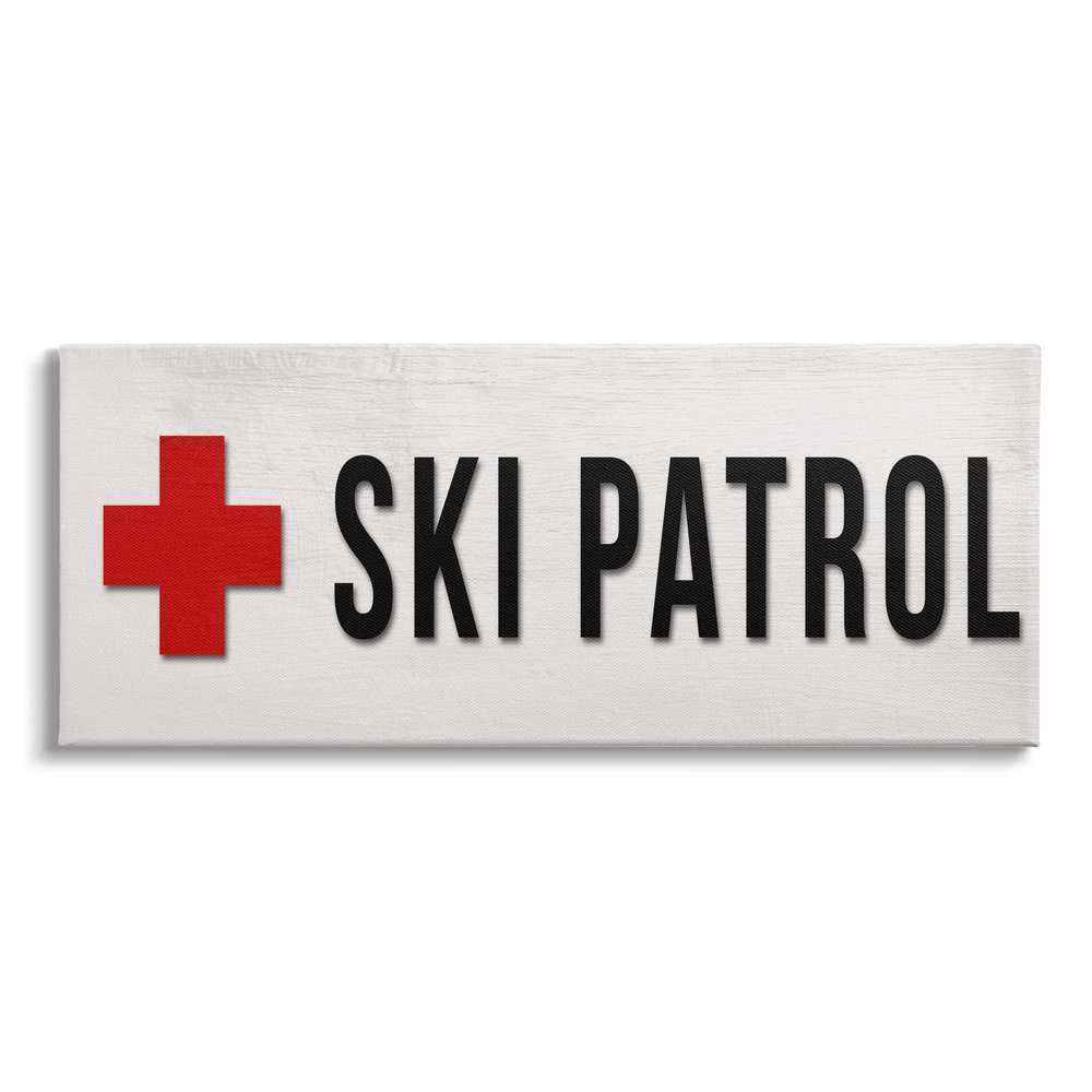 Stupell Industries Ski Patrol Red Cross Symbol Winter Mountain Sports
