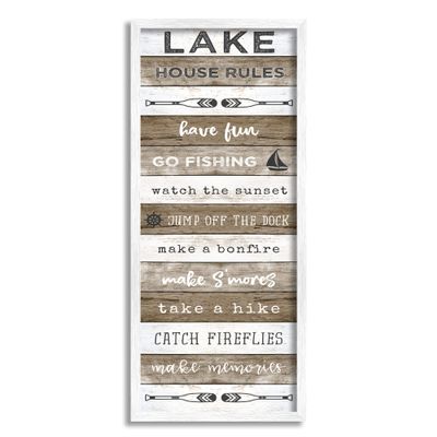 Stupell Industries Lake House Rules List Rustic Pattern Boat Oars