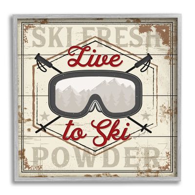 Stupell Industries Live to Ski Sport Goggles Fresh Powder