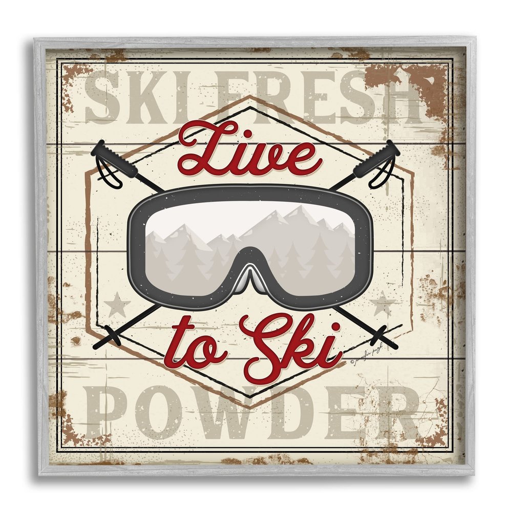 Stupell Industries Live to Ski Sport Goggles Fresh Powder