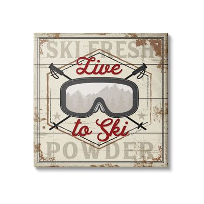 Stupell Industries Live to Ski Sport Goggles Fresh Powder