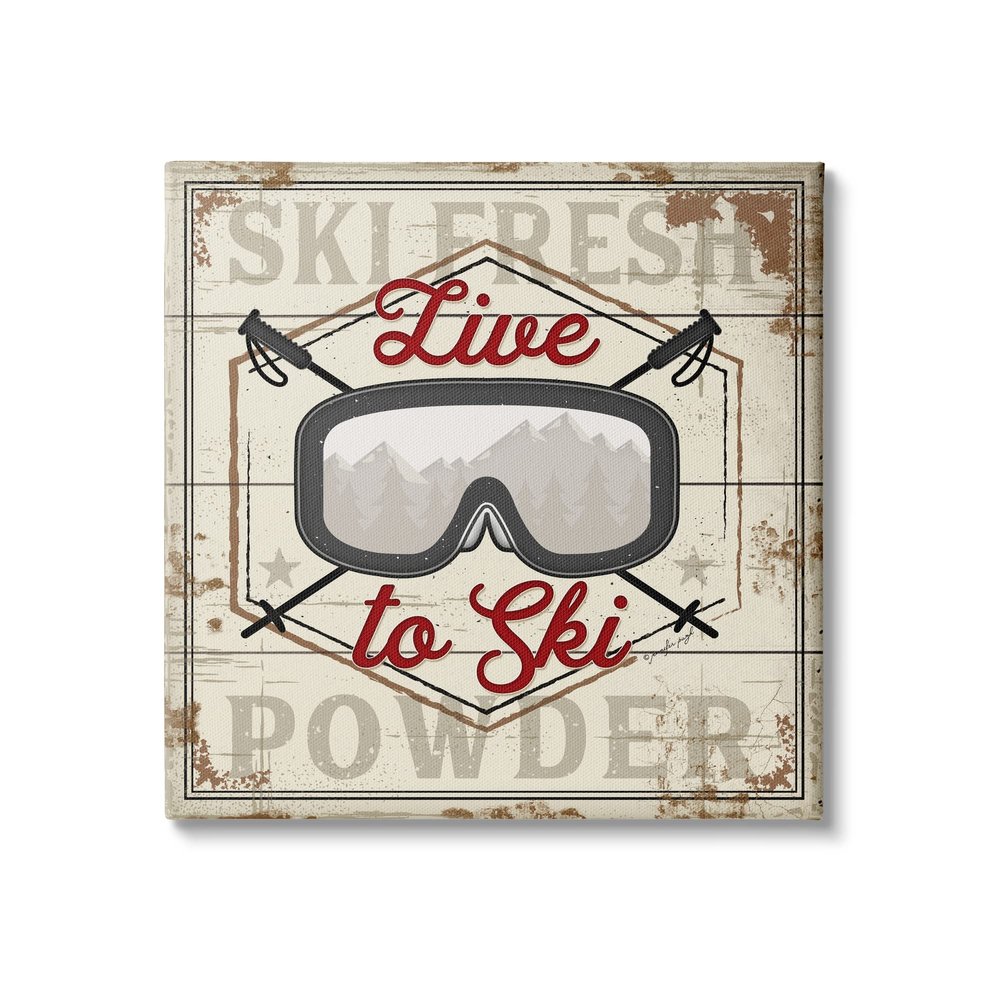Stupell Industries Live to Ski Sport Goggles Fresh Powder