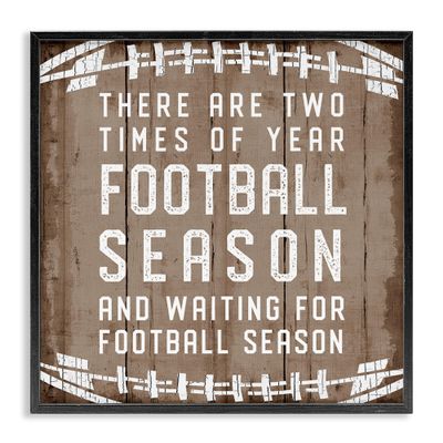 Stupell Industries Time of Year Football Season Rustic Sports Phrase, Designed by CAD Designs Black Framed Wall Art, 12 x 12, White