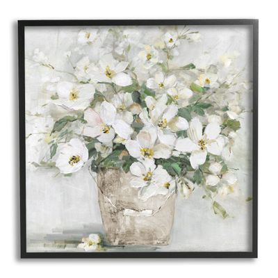 Stupell Industries 'Farmhouse Poppies Floral Blossom Bouquet Country Bucket', Framed Giclee Art, Black, 17 x 17 Inches, Easy to Hang and Sturdy, Made in USA, by Sally Swatland