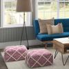 SIMPLIHOME Cowan Contemporary Square Pouf in Magenta and Natural Handloom Woven for the Living Room, Bedroom and Kids Room view 2