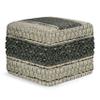 SIMPLIHOME Grady Contemporary Square Pouf in Green and Natural Handloom Woven for the Living Room, Bedroom and Kids Room view 1