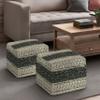 SIMPLIHOME Grady Contemporary Square Pouf in Green and Natural Handloom Woven for the Living Room, Bedroom and Kids Room view 2