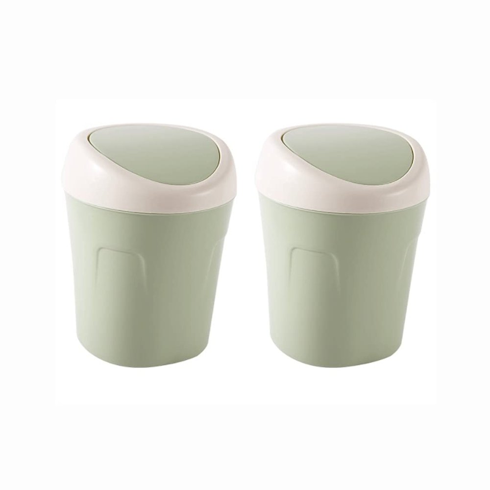 BDPP Trash Can Desktop Trash Can with Lid Creative Mini Garbage Can Shake-lid Garbage Bin Suitable for Bedroom Bathroom Kitchen-2 Pack USO Interior y Exterior