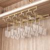DTDMY Wine Glass Rack, Under Cabinet Stemware Wine Glass Holder, Bar for Kitchen Restaurant, Metal Organizer Glasses Storage Hanger, Gold (Size : 57x18x5.5cm) view 1