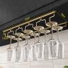 DTDMY Wine Glass Rack, Under Cabinet Stemware Wine Glass Holder, Bar for Kitchen Restaurant, Metal Organizer Glasses Storage Hanger, Gold (Size : 57x18x5.5cm) view 2