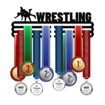 GLOBLELAND Wrestling Medal Holder Display Hanger Rack for Sports Race Wall Mount Metal Medal Award Hanger for Wrestling Competitions 15.756 inch