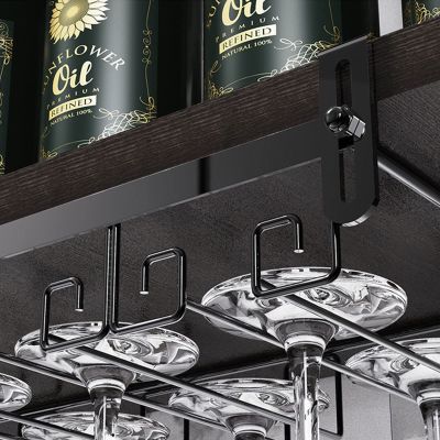 Wine Glass Rack, Hanging Wine Glasses Holder Under Cabinet, Metal Wine Glass Storage Hanger, Hanging Stemware Rack, Wine Glass Organizer for Bar Kitchen Cabinet, Black (Size : 55X22.5CM)