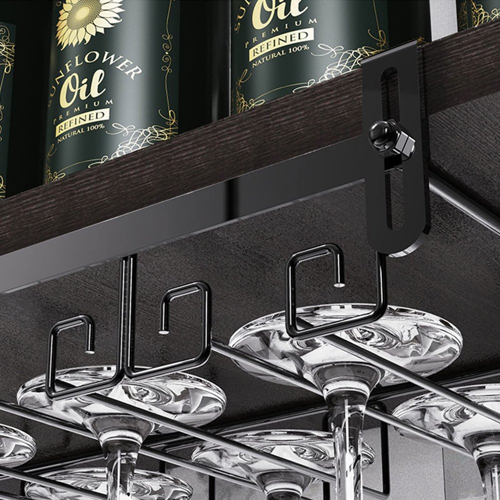 Wine Glass Rack, Hanging Wine Glasses Holder Under Cabinet, Metal Wine Glass Storage Hanger, Hanging Stemware Rack, Wine Glass Organizer for Bar Kitchen Cabinet, Black (Size : 55X22.5CM)