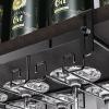 Wine Glass Rack, Hanging Wine Glasses Holder Under Cabinet, Metal Wine Glass Storage Hanger, Hanging Stemware Rack, Wine Glass Organizer for Bar Kitchen Cabinet, Black (Size : 55X22.5CM) view 1