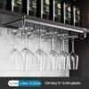 Wine Glass Rack, Hanging Wine Glasses Holder Under Cabinet, Metal Wine Glass Storage Hanger, Hanging Stemware Rack, Wine Glass Organizer for Bar Kitchen Cabinet, Black (Size : 55X22.5CM) view 2