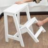 Wooden Step Stool Folding Ladder Chair, 2 Step Small Foot Stools Shoe Bench/Flower Rack Kitchen Step Safety Non-Slip Stepladder Tread for Household Office Garde view 1