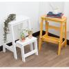 Wooden Step Stool Folding Ladder Chair, 2 Step Small Foot Stools Shoe Bench/Flower Rack Kitchen Step Safety Non-Slip Stepladder Tread for Household Office Garde view 3