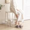 Wooden Step Stool Folding Ladder Chair, 2 Step Small Foot Stools Shoe Bench/Flower Rack Kitchen Step Safety Non-Slip Stepladder Tread for Household Office Garde view 4