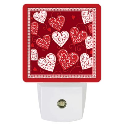Night Light for Kids Plug into Wall LED Lamp Dusk-to-Dawn Sensor, Valentine's Day Red Love Heart Baby Nightlight for Bathroom Nursery Bedroom Hallway Stairs Home Room Decor