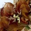 Elegant Pumpkin with Glittering Copper Designs Handmade Deco Mesh Harvest Wreath. Available in 24 inch and 28 inch diameters view 3