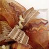 Elegant Pumpkin with Glittering Copper Designs Handmade Deco Mesh Harvest Wreath. Available in 24 inch and 28 inch diameters view 4