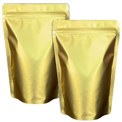 Chamigon 100 Pack Matte Gold Stand Up Bags - 5.5x7.8 Inches Smell Proof Resealable Zipper Pouch, Sealable Foil Packaging Bag for Food Storage