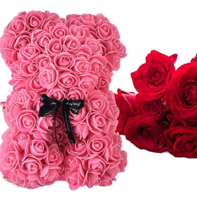 Always & Forever Flower Bear - Timeless Faux Rose Art