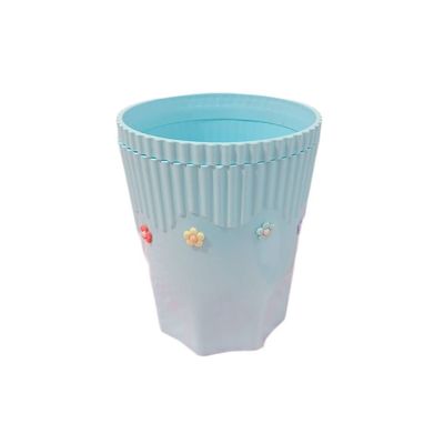 BDPP Trash Can Trash Can with Pressure Ring Cute Garbage Can Without Lid Plastic Garbage Bin Suitable for Bedroom Bathroom Kitchen USO Interior y Exterior (Color : B)