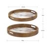 A&B Home Decorative Serving Tray-Set of 2 Round Wood Tray with Marble Print,Decorative Trays for Coffee Table,Ottoman Tray for Living Room Kitchen view 3