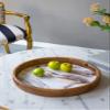 A&B Home Decorative Serving Tray-Set of 2 Round Wood Tray with Marble Print,Decorative Trays for Coffee Table,Ottoman Tray for Living Room Kitchen view 4
