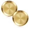 Betinyar 2 Pieces 6.7 Inch Stainless Steel Plates, Stainless Steel Round Metal Plates, Metal Dinner Dishes for Dinner, Camping, Outdoor(17cm,Gold) view 1