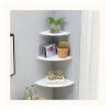 Floating Wall Shelf,Corner Floating Wall Shelves,Storage Display Shelf Plant Stand,Solid Wood Farmhouse Bookshelf for Bedroom,Wall Mounted Bathroom Organizer view 1