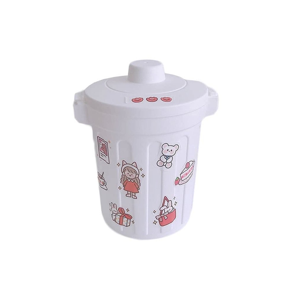 BDPP Trash Can Desktop Trash Can with Lid Mini Garbage Can Cute Sticker Garbage Bin Suitable for Desk Coffee Table Dressing Table USO Interior y Exterior (Color : B)