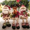 Christmas Sitting Plush Decorations Creative Funny Santa Snowman Reindeer with Wood Bead Legs Cute Soft Handmade Xmas Cartoon Ornaments for Home Holiday Party Christmas Tree Xmas view 2