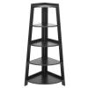 5 Tier Black Corner Shelf Stand, Wood Corner Bookshelf Rack, Indoor Plants Shelves, Organization and Storage Small Shelves for Bedroom, Living Room, Kitchen, Office view 1