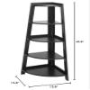 5 Tier Black Corner Shelf Stand, Wood Corner Bookshelf Rack, Indoor Plants Shelves, Organization and Storage Small Shelves for Bedroom, Living Room, Kitchen, Office view 2