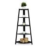 5 Tier Black Corner Shelf Stand, Wood Corner Bookshelf Rack, Indoor Plants Shelves, Organization and Storage Small Shelves for Bedroom, Living Room, Kitchen, Office view 3