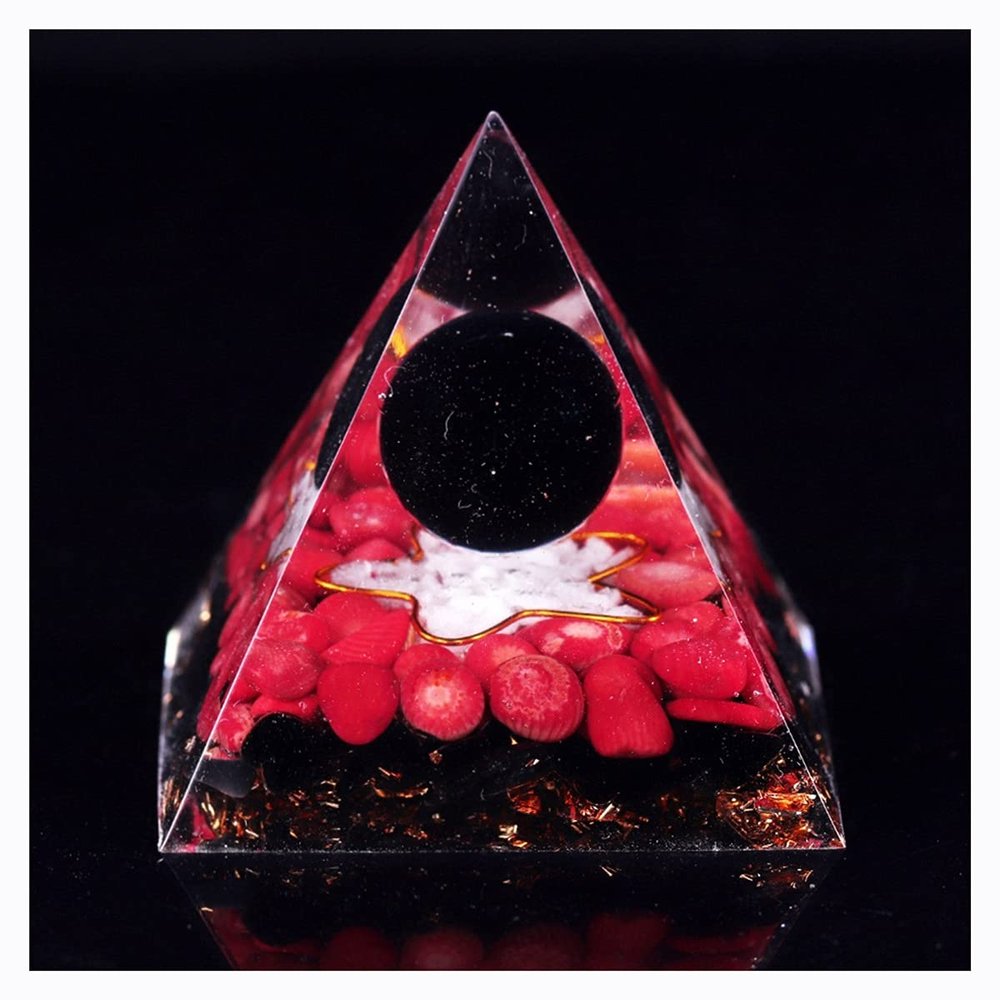 TYZK Meditation Orgone Pyramid Crystals Obsidian Crystal Sphere Orgone Pyramid Home Decor (Size : 7CM)
