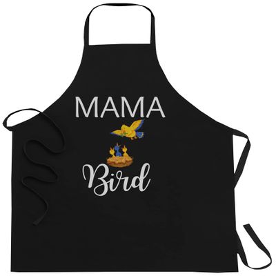 FunnyLazy womens mama bird baby bird mors day her Black Apron - 1 Size fits All Men Women Kitchen Aprons
