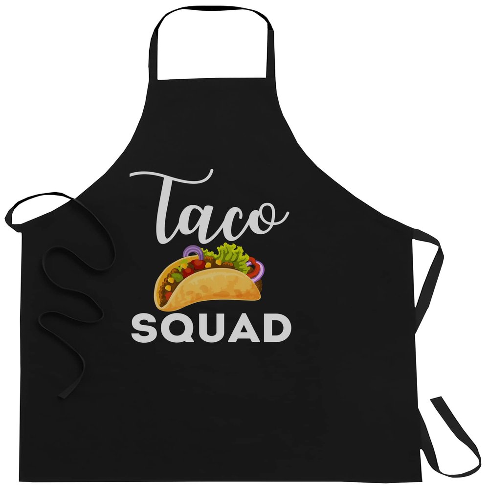 FunnyLazy Taco Squad T-shirt Apron - 1 Size fits all Black Apon Kitchen Decor