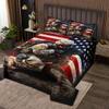 American Flag Bedspread for Adult Teens Boys Camo Soldier Quilted Coverlet Kids Men Vintage Usa National Flag Bedding Sets Military Camouflage Beddings for Youth Grunge Stripes Coverlet Set, Twin view 1